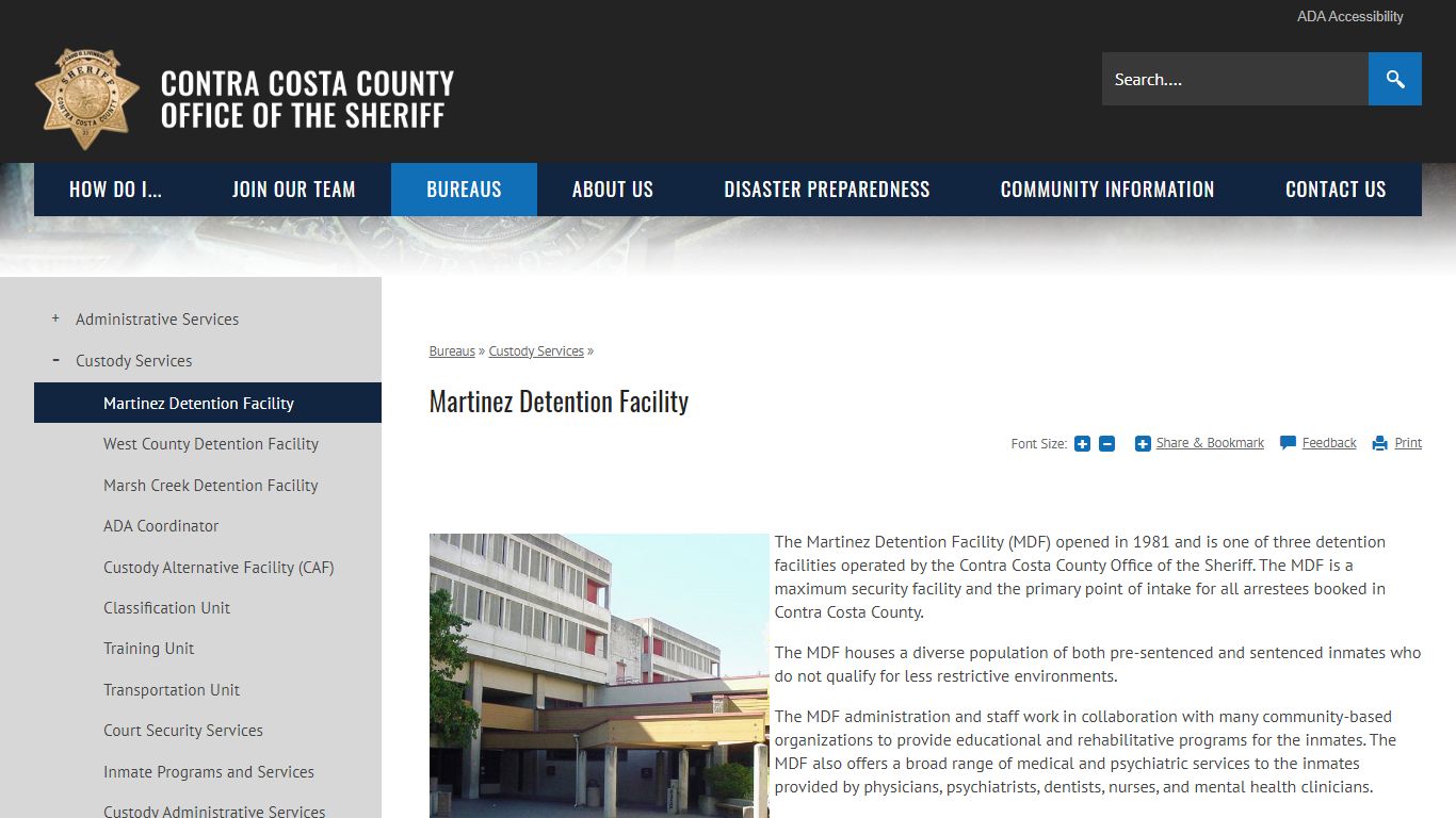 Martinez Detention Facility | Contra Costa Sheriff, CA