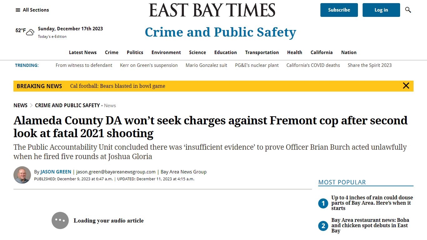 Alameda County DA won’t seek charges against Fremont cop after second ...